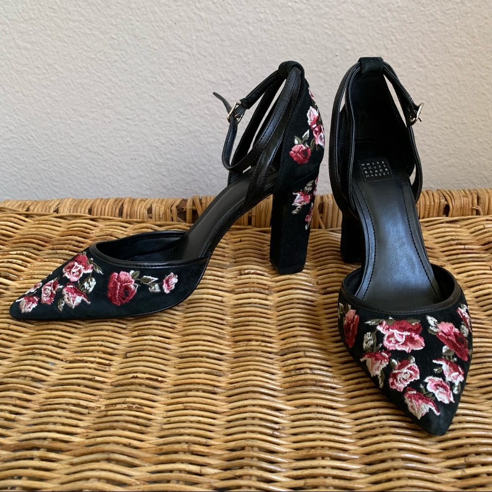Floral Embroidered Heels